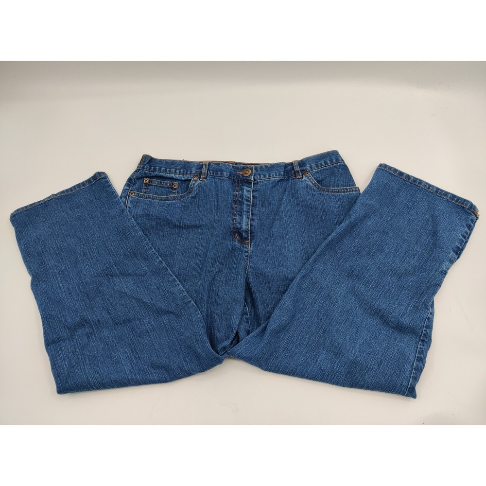 Ruby Rd Womens Blue Denim Capri Pants Size 12 Button Hem Elastic Waist Cropped